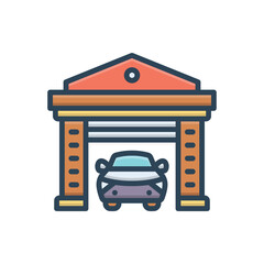 Color illustration icon for garage