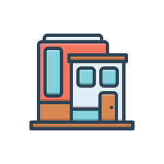 Color illustration icon for house