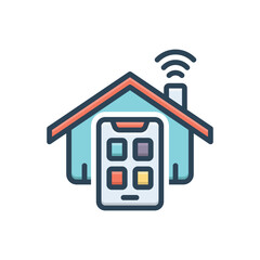Color illustration icon for smart home