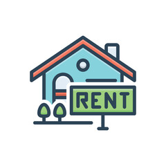 Color illustration icon for rental