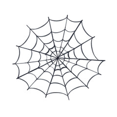 The web is black, round for Halloween of the Day of the Dead, Dia de los muertos. Hand-drawn watercolor illustration on a white background. A template for the design of postcards.