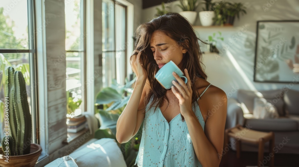 Canvas Prints The woman holding coffee cup