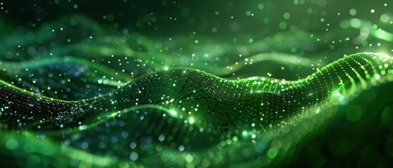 Abstract Green Wave Background.