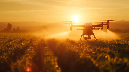 Fototapeta premium A drone flying over an open field of corn, with the aerial view showing rows and rows of green leaves extending into the distance,Generative AI