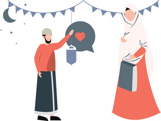 Boy and girl talking about   eid shopping