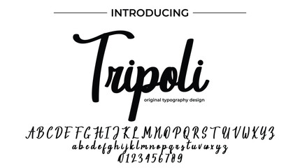 Tripoli Font Stylish brush painted an uppercase vector letters, alphabet, typeface