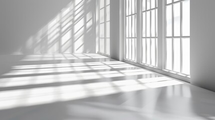 Abstract background with blurred natural light from windows, shadows casting on wallpaper texture, minimalist and realistic, ideal for product display
