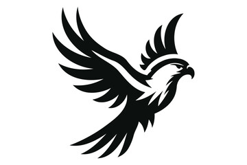 Eagle silhouette vector illustration. Flying eagle logotype mascot in engraving style. Vector illustration of sign or mark.