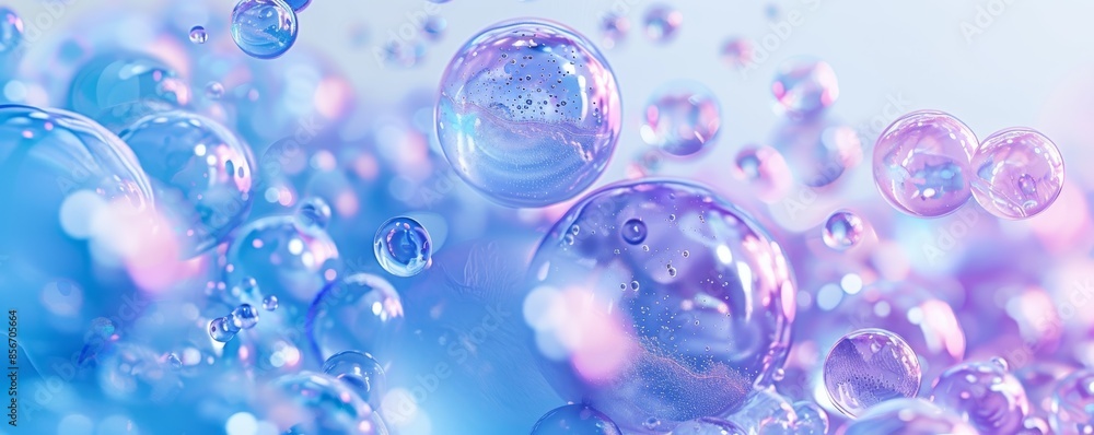 Canvas Prints colorful 3d bubbles floating in a dreamy abstract background with soft pink and blue hues