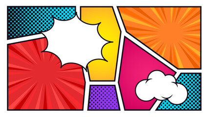 Comic style background in flat design. Comic strip design template