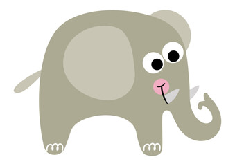 Cute gray elephant isolated on white