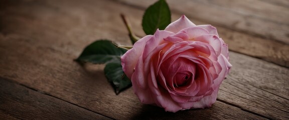 Rustic Charm Top view of a pink rose