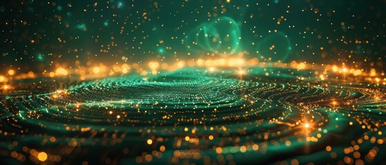 Naklejka premium Abstract Green and Gold Bokeh Background.