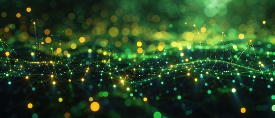 Abstract Green and Yellow Lights Background.