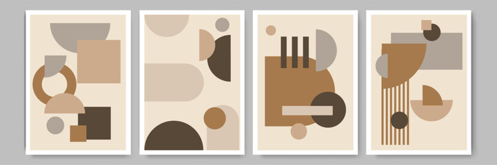 Abstract posters art set. Hand drawn flat design boho wall art