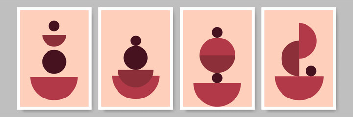 Minimalism hand drawn flat design boho wall art. Abstract print posters art set.