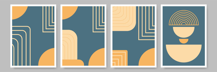 Contemporary hand drawn boho instagram stories collection. Minimal aesthetic flat boho design wall art