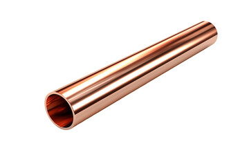 A Gleaming Copper Pipe Reflecting Light In A White Studio on a Clear PNG or White Background.
