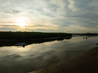 Aerial view sunset sky,Nature beautiful Light Sunset or sunrise over sea,Colorful dramatic majestic scenery sunset Sky with Amazing clouds and waves in sunset sky nature light cloud background