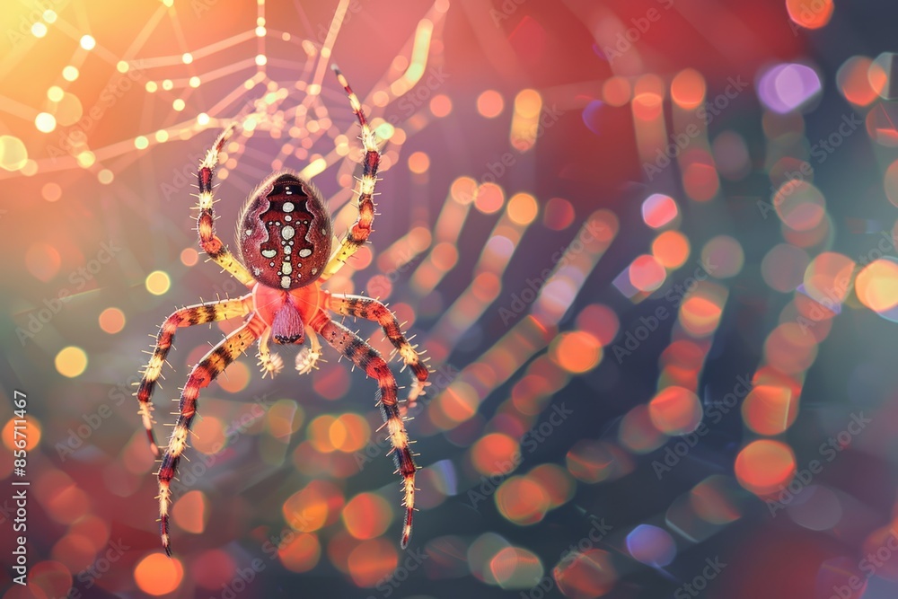 Poster a spider sits in the middle of its intricate web, surrounded by threads and delicate patterns
