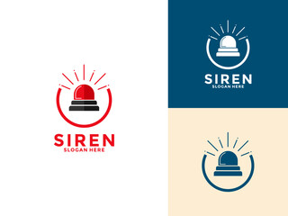 Siren logo vector icon set, Police red flasher siren ,emergency department ambulance accident vector