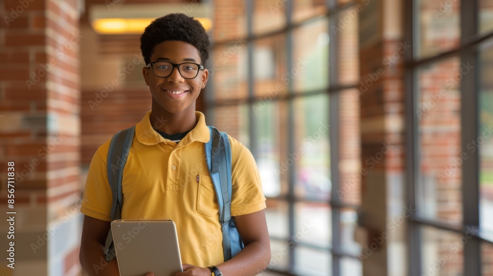 Poster A student with tablet