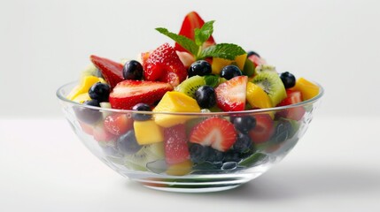 Fresh Fruit Salad in Glass Bowl
