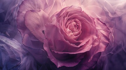Beautiful Pink Rose Wallpaper with copy-space. Romantic Background.