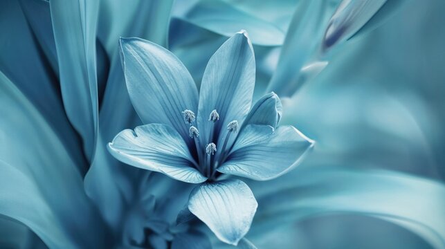 Fototapeta Elegant Blue Flower Close-Up with Soft Petals and Abstract Background