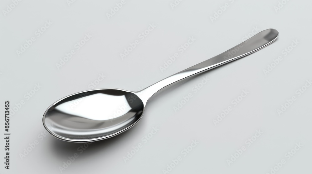 Poster a simple still life image of a spoon with its handle resting on a table