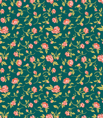 Retro rose pattern. Seamless floral pattern. Design for fashion textiles, fabric, print, graphics, backgrounds and crafts.