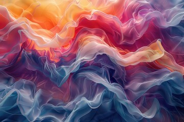Obraz premium Vibrant Abstract Composition with Colorful, Flowing Fabric-Like Layers Creating a Mesmerizing and Artistic Visual Effect 
