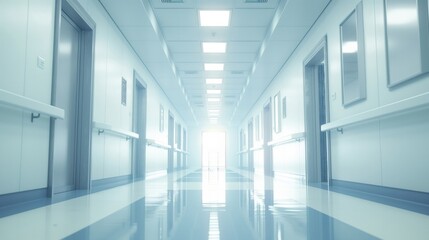 Fototapeta premium A clean and bright hospital corridor, symbolizing health, hygiene, and modern medical care.