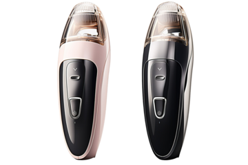 Black And Pink Electric Facial Pore Cleaner Tools For A Radiant Complexion on a Clear PNG or White Background.