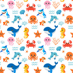 Undersea Adventure: Whimsical Ocean Life Pattern