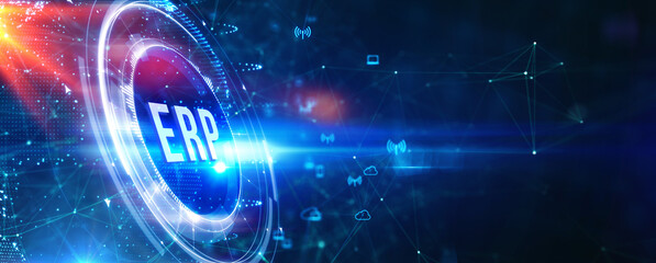 Business, Technology, Internet and network concept. Enterprise resource planning ERP concept.  3d illustration