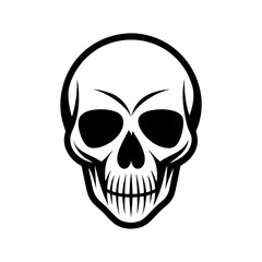 skull logo, perspective view, brand design, very minimal and stylized