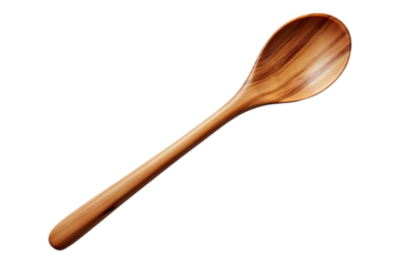 A Wooden Spoon, Ready to Stir Up Deliciousness in the Kitchen on a Clear PNG or White Background.