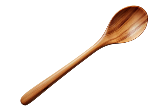 A Wooden Spoon, Ready to Stir Up Deliciousness in the Kitchen on a Clear PNG or White Background.
