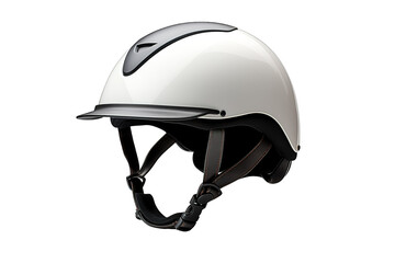 A White Equestrian Helmet Ready for Riding on a Clear PNG or White Background.