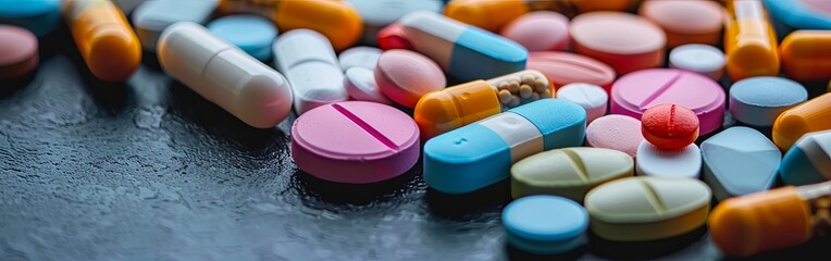 Colorful Assortment of Medicinal Pills Scattered