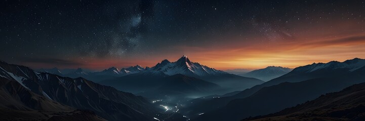 sunset over the mountains, ai generated