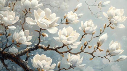 Cherry tree blossom on blue background