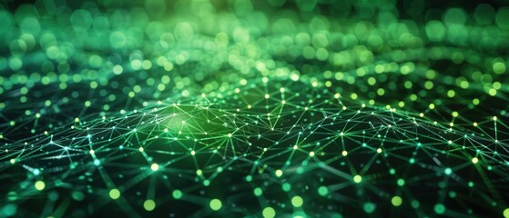 Abstract Green Network with Bokeh Background.