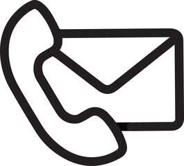 telephone receiver, envelope, communication symbol, minimalist design, line art, vector graphic, contact representation, email and phone