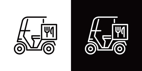 シンプルなデリバリーバイクのラインアイコン