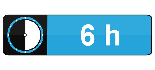 6 Stunden - Blau schwarzer Banner Button mit Zeit