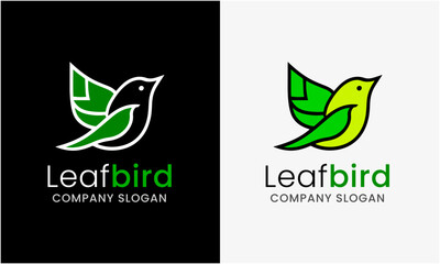 Bird leaf, tea bird, leaf bird, plant tree minimalist logo icon hill forest, tree house green symbol concept 