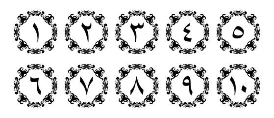 Arabic numerals with premium border decoration. illustration vector. transparent background. free to use for your needs.