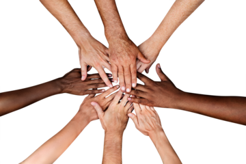 Joined hands png cut out, diverse people teamwork on transparent background